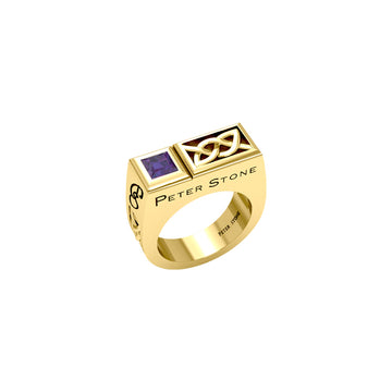 Rectangle Modern Solid Yellow Gold Men Ring With Square Gemstone GRI2414